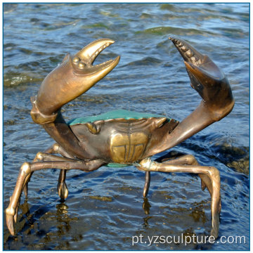 Seaside Decoração Seal Life Large Brass Crab Statue